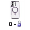 MARSİLYAN™- iPhone 16 Kılıf Yadigar Klasik Özel Seri - Siyah Bilvis 5in1 5D Magic Hayalet Cam Ekran Koruyucu + Pembe PVD Metal Kamera Lens