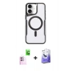 MARSİLYAN™- iPhone 16 Kılıf Yadigar Klasik Özel Seri - Siyah Bilvis 5in1 5D Magic Hayalet Cam Ekran Koruyucu + Raze Metal Kamera Lens - PE