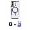 MARSİLYAN™- iPhone 16 Kılıf Yadigar Klasik Özel Seri - Siyah Bilvis 5in1 5D Magic Hayalet Cam Ekran Koruyucu + PVD Metal Kamera Lens - YL