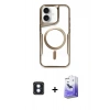 MARSİLYAN™- iPhone 16 Kılıf Yadigar Klasik Özel Seri - Siyah Bilvis 5in1 5D Magic Hayalet Cam Ekran Koruyucu + PVD Metal Kamera Lens - MI