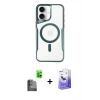 MARSİLYAN™- iPhone 16 Kılıf Yadigar Klasik Özel Seri - Siyah Bilvis 5in1 5D Magic Hayalet Cam Ekran Koruyucu + Raze Metal Kamera Lens - SH