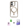 MARSİLYAN™- iPhone 16 Kılıf Yadigar Klasik Özel Seri - Siyah Bilvis 5in1 5D Magic Hayalet Cam Ekran Koruyucu + Raze Metal Kamera Lens - PE