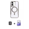 MARSİLYAN™- iPhone 16 Kılıf Yadigar Klasik Özel Seri - Siyah Bilvis 5in1 5D Magic Hayalet Cam Ekran Koruyucu + Pembe PVD Metal Kamera Lens