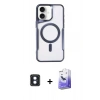 MARSİLYAN™- iPhone 16 Kılıf Yadigar Klasik Özel Seri - Siyah Bilvis 5in1 5D Magic Hayalet Cam Ekran Koruyucu + PVD Metal Kamera Lens - MI