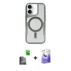 MARSİLYAN™- iPhone 16 Kılıf Yadigar Klasik Özel Seri - Siyah Bilvis 5in1 5D Magic Hayalet Cam Ekran Koruyucu + Raze Metal Kamera Lens - SH