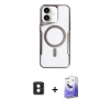 MARSİLYAN™- iPhone 16 Kılıf Yadigar Klasik Özel Seri - Siyah Bilvis 5in1 5D Magic Hayalet Cam Ekran Koruyucu + PVD Metal Kamera Lens - MI