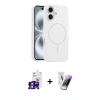 MARSİLYAN™- iPhone 16 Kılıf Yankı Form Serisi - Şeffaf Pasifik Cam Ekran Koruyucu + Bilvis Titan Kamera Lens - PE