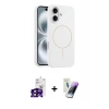 MARSİLYAN™- iPhone 16 Kılıf Yankı Form Serisi - Şeffaf Pasifik Cam Ekran Koruyucu + Bilvis Titan Kamera Lens - SH