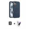 MARSİLYAN™- iPhone 16 Kılıf Yankı Form Serisi - Şeffaf Pasifik Cam Ekran Koruyucu + PVD Metal Kamera Lens - MI