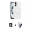 MARSİLYAN™- iPhone 16 Kılıf Yankı Form Serisi - Şeffaf Pasifik Cam Ekran Koruyucu + PVD Metal Kamera Lens - MI