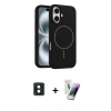 MARSİLYAN™- iPhone 16 Kılıf Yankı Form Serisi - Şeffaf Pasifik Cam Ekran Koruyucu + PVD Metal Kamera Lens - YL