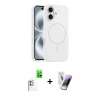 MARSİLYAN™- iPhone 16 Kılıf Yankı Form Serisi - Şeffaf Pasifik Cam Ekran Koruyucu + Raze Metal Kamera Lens - BZ