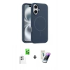 MARSİLYAN™- iPhone 16 Kılıf Yankı Form Serisi - Şeffaf Pasifik Cam Ekran Koruyucu + Raze Metal Kamera Lens - BZ