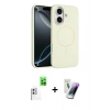 MARSİLYAN™- iPhone 16 Kılıf Yankı Form Serisi - Şeffaf Pasifik Cam Ekran Koruyucu + Raze Metal Kamera Lens - BZ