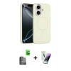 MARSİLYAN™- iPhone 16 Kılıf Yankı Form Serisi - Şeffaf Pasifik Cam Ekran Koruyucu + Raze Metal Kamera Lens - SH
