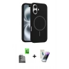 MARSİLYAN™- iPhone 16 Kılıf Yankı Form Serisi - Şeffaf Pasifik Cam Ekran Koruyucu + Raze Metal Kamera Lens - SH