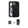 MARSİLYAN™- iPhone 16 Kılıf Yankı Form Serisi - Siyah 360 Mat Full Body Arka Koruyucu + PVD Metal Kamera Lens - PE