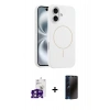 MARSİLYAN™- iPhone 16 Kılıf Yankı Form Serisi - Siyah 3D Antistatik Hayalet Cam Ekran Koruyucu + Bilvis Titan Kamera Lens - PE