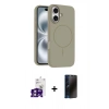 MARSİLYAN™- iPhone 16 Kılıf Yankı Form Serisi - Siyah 3D Antistatik Hayalet Cam Ekran Koruyucu + Bilvis Titan Kamera Lens - PE