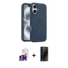 MARSİLYAN™- iPhone 16 Kılıf Yankı Form Serisi - Siyah 3D Antistatik Hayalet Cam Ekran Koruyucu + Bilvis Titan Kamera Lens - PE