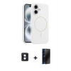 MARSİLYAN™- iPhone 16 Kılıf Yankı Form Serisi - Siyah 3D Antistatik Hayalet Cam Ekran Koruyucu + PVD Metal Kamera Lens - MI