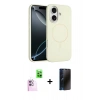 MARSİLYAN™- iPhone 16 Kılıf Yankı Form Serisi - Siyah 3D Antistatik Hayalet Cam Ekran Koruyucu + Raze Metal Kamera Lens - PE