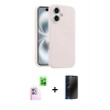 MARSİLYAN™- iPhone 16 Kılıf Yankı Form Serisi - Siyah 3D Antistatik Hayalet Cam Ekran Koruyucu + Raze Metal Kamera Lens - PE