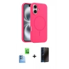 MARSİLYAN™- iPhone 16 Kılıf Yankı Form Serisi - Siyah 3D Antistatik Hayalet Cam Ekran Koruyucu + Raze Metal Kamera Lens - LT