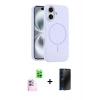 MARSİLYAN™- iPhone 16 Kılıf Yankı Form Serisi - Siyah 3D Antistatik Hayalet Cam Ekran Koruyucu + Raze Metal Kamera Lens - PE