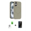 MARSİLYAN™- iPhone 16 Kılıf Yankı Form Serisi - Siyah 3D Antistatik Hayalet Cam Ekran Koruyucu + Raze Metal Kamera Lens - BZ