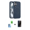 MARSİLYAN™- iPhone 16 Kılıf Yankı Form Serisi - Siyah 3D Antistatik Hayalet Cam Ekran Koruyucu + Raze Metal Kamera Lens - LT
