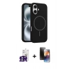 MARSİLYAN™- iPhone 16 Kılıf Yankı Form Serisi - Siyah 3D Antistatik Mat Seramik Nano Ekran Koruyucu + Bilvis Titan Kamera Lens - YL