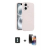 MARSİLYAN™- iPhone 16 Kılıf Yankı Form Serisi - Siyah 3D Antistatik Mat Seramik Nano Ekran Koruyucu + PVD Metal Kamera Lens - YL