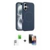 MARSİLYAN™- iPhone 16 Kılıf Yankı Form Serisi - Siyah 3D Antistatik Mat Seramik Nano Ekran Koruyucu + Raze Metal Kamera Lens - BZ