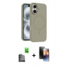 MARSİLYAN™- iPhone 16 Kılıf Yankı Form Serisi - Siyah 3D Antistatik Mat Seramik Nano Ekran Koruyucu + Raze Metal Kamera Lens - SH