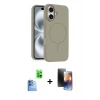 MARSİLYAN™- iPhone 16 Kılıf Yankı Form Serisi - Siyah 3D Antistatik Mat Seramik Nano Ekran Koruyucu + Raze Metal Kamera Lens - LT