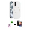 MARSİLYAN™- iPhone 16 Kılıf Yankı Form Serisi - Siyah 3D Antistatik Mat Seramik Nano Ekran Koruyucu + Raze Metal Kamera Lens - PE