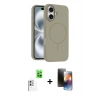 MARSİLYAN™- iPhone 16 Kılıf Yankı Form Serisi - Siyah 3D Antistatik Mat Seramik Nano Ekran Koruyucu + Raze Metal Kamera Lens - BZ