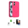 MARSİLYAN™- iPhone 16 Kılıf Yankı Form Serisi - Siyah 3D Antistatik Mat Seramik Nano Ekran Koruyucu + Raze Metal Kamera Lens - BZ