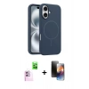 MARSİLYAN™- iPhone 16 Kılıf Yankı Form Serisi - Siyah 3D Antistatik Mat Seramik Nano Ekran Koruyucu + Raze Metal Kamera Lens - PE