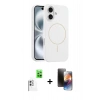 MARSİLYAN™- iPhone 16 Kılıf Yankı Form Serisi - Siyah 3D Antistatik Mat Seramik Nano Ekran Koruyucu + Raze Metal Kamera Lens - BZ