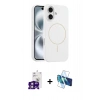 MARSİLYAN™- iPhone 16 Kılıf Yankı Form Serisi - Siyah 3D Antistatik Seramik Nano Ekran Koruyucu + Bilvis Titan Kamera Lens - PE