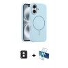 MARSİLYAN™- iPhone 16 Kılıf Yankı Form Serisi - Siyah 3D Antistatik Seramik Nano Ekran Koruyucu + PVD Metal Kamera Lens - PE