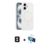 MARSİLYAN™- iPhone 16 Kılıf Yankı Form Serisi - Siyah 3D Antistatik Seramik Nano Ekran Koruyucu + PVD Metal Kamera Lens - PE