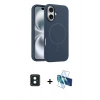 MARSİLYAN™- iPhone 16 Kılıf Yankı Form Serisi - Siyah 3D Antistatik Seramik Nano Ekran Koruyucu + PVD Metal Kamera Lens - YL