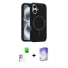 MARSİLYAN™- iPhone 16 Kılıf Yankı Form Serisi - Siyah Bilvis 5in1 3D Magic Cam Ekran Koruyucu + Raze Metal Kamera Lens - BZ