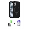 MARSİLYAN™- iPhone 16 Kılıf Yankı Form Serisi - Siyah Bilvis 5in1 3D Magic Cam Ekran Koruyucu + Raze Metal Kamera Lens - SH