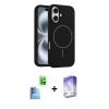 MARSİLYAN™- iPhone 16 Kılıf Yankı Form Serisi - Siyah Bilvis 5in1 3D Magic Cam Ekran Koruyucu + Raze Metal Kamera Lens - LT