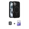 MARSİLYAN™- iPhone 16 Kılıf Yankı Form Serisi - Siyah Bilvis 5in1 5D Magic Hayalet Cam Ekran Koruyucu + PVD Metal Kamera Lens - MI