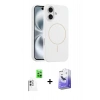 MARSİLYAN™- iPhone 16 Kılıf Yankı Form Serisi - Siyah Bilvis 5in1 5D Magic Hayalet Cam Ekran Koruyucu + Raze Metal Kamera Lens - BZ